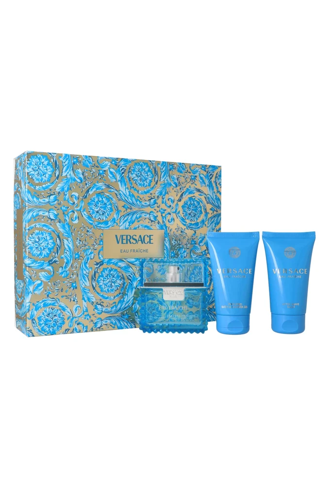 Versace Man Eau Fraiche Giftset rinkinys vyrams (EDT, 50 ml + dušo želė, 50 ml + balzamas po skutimosi, 50 ml)