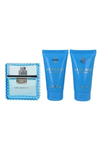 Versace Man Eau Fraiche Giftset rinkinys vyrams (EDT, 50 ml + dušo želė, 50 ml + balzamas po skutimosi, 50 ml)