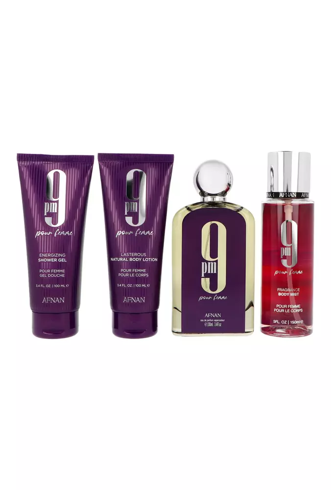 Afnan 9:00 Pour Femme - EDP 100 ml + dušo želė 100 ml + kūno šydas 150 ml + kūno losjonas 100 ml