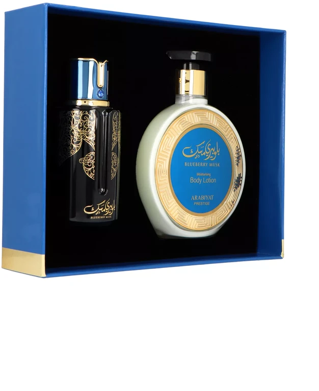 Arabiyat Prestige Blueberry Musk rinkinys unisex (EDP, 100 ml + kūno losjonas, 300 ml)