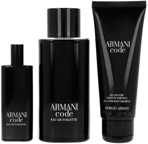 Giorgio Armani Code For Men (2023 m.) – EDT (plnitelná) 125 ml + purškiamas gelis 75 ml + EDT 15 ml