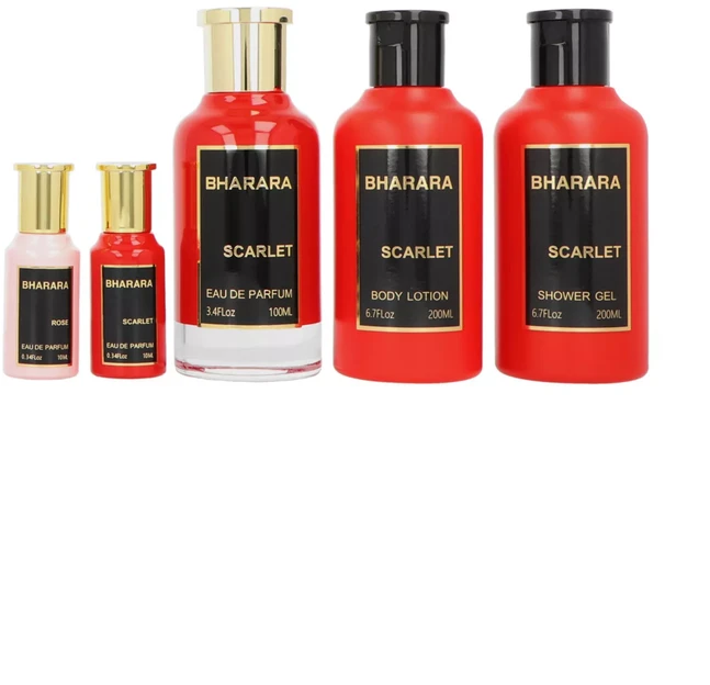 Set Bharara Collection: Scarlet EDP 100ml + Dušo želė 200ml + Losjonas kūnui 200ml + EDP 10ml + Rose EDP 10ml