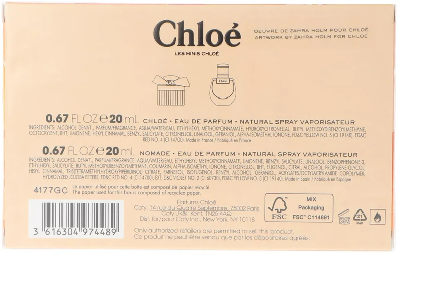 Set Chloe: Chloe Eau De Parfum For Men, 20 ml + Nomade Eau De Parfum For Women, 20 ml