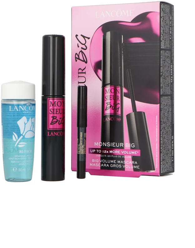 Set Lancome Blakstienų tušas Monsieur Big Kit 01 10ml + Drama Liqui-Pieštukas Mini 08 0,5g + Bi-Facil Instant Eye makiažo valiklis Mini 30 ml