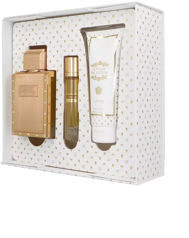 Set Lattafa The Kingdom Men EDP 100ml + EDP 12ml + Dušo želė 100ml