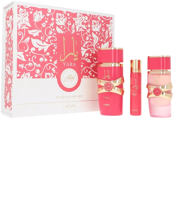 Set Lattafa Yara Candy EDP 100ml + 12ml EDP + Plaukų rūkas 50ml
