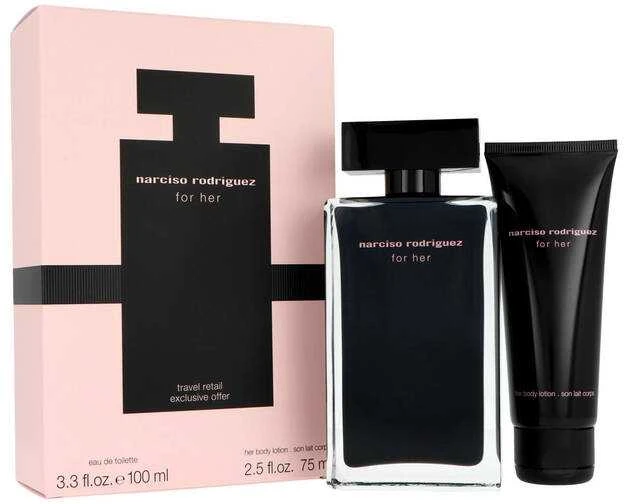 Kvepalų rinkinys Narciso Rodriguez For Her (100 ml EDT + Kūno losjonas 75ml)