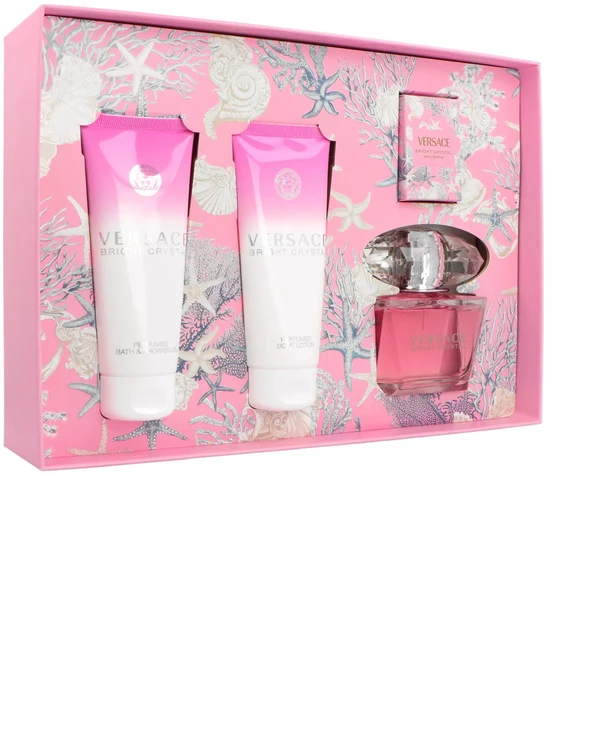 Kvepalų rinkinys moterims Versace Bright Crystal (EDT, 90 ml + EDT, 5 ml + kūno losjonas, 100 ml + dušo želė, 100 ml)