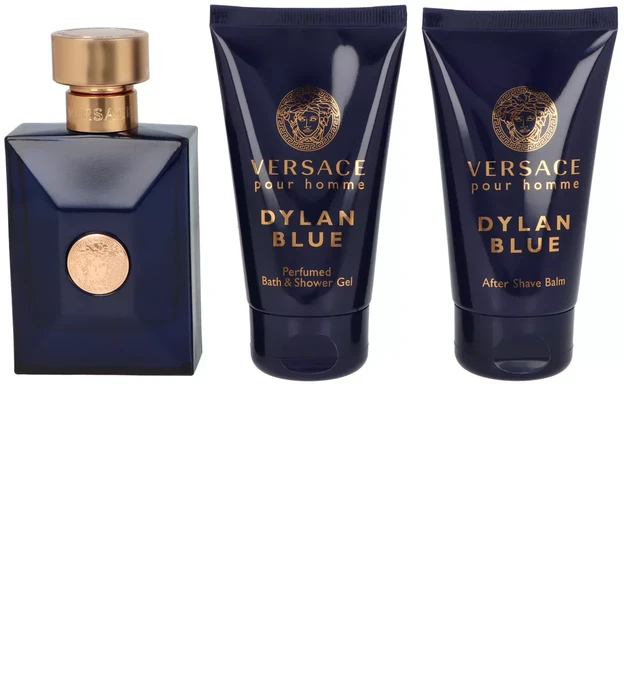 Versace Dylan Mėlyna Pour Homme Eau De Toilette, 50 ml Purškiklis Gel De Baño, 50 ml Balsamo After Shave, 50 ml