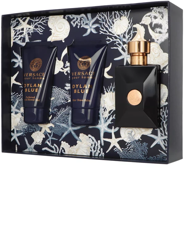 Versace Dylan Mėlyna Pour Homme Eau De Toilette, 50 ml Purškiklis Gel De Baño, 50 ml Balsamo After Shave, 50 ml