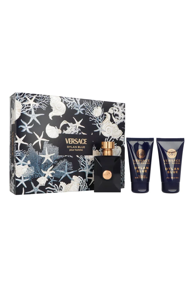 Versace Dylan Mėlyna Pour Homme Eau De Toilette, 50 ml Purškiklis Gel De Baño, 50 ml Balsamo After Shave, 50 ml