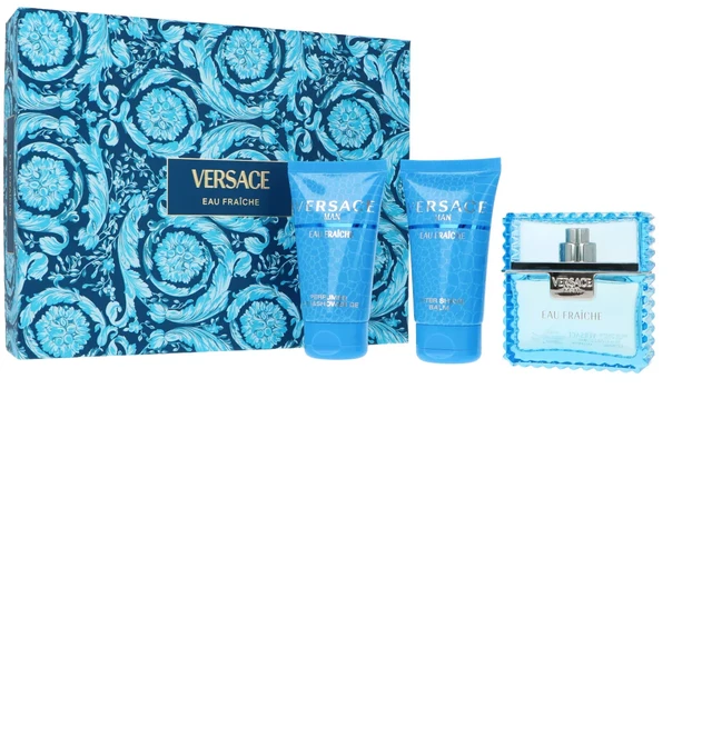 Versace Man Eau Fraiche rinkinys vyrams (EDT, 50 ml + dušo želė, 50 ml+ balzamas po skutimosi, 50 ml)