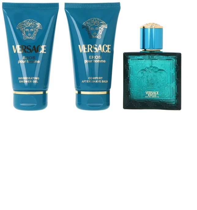 Versace Eros Pour Homme Giftset rinkinys vyrams (EDT, 50 ml + dušo gelis, 50 ml + balzamas po skutimosi, 50 ml)