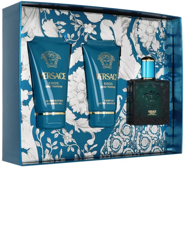Versace Eros Pour Homme Giftset rinkinys vyrams (EDT, 50 ml + dušo gelis, 50 ml + balzamas po skutimosi, 50 ml)