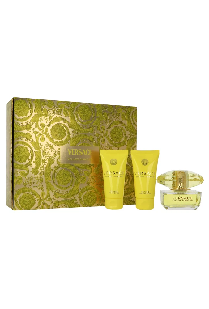 Versace Geltona Diamond rinkinys moterims (EDT, 50 ml + kūno losjonas, 50 ml + dušo želė, 50 ml)