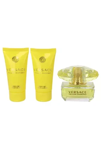Versace Geltona Diamond rinkinys moterims (EDT, 50 ml + kūno losjonas, 50 ml + dušo želė, 50 ml)