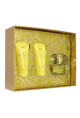 Versace Geltona Diamond rinkinys moterims (EDT, 50 ml + kūno losjonas, 50 ml + dušo želė, 50 ml)