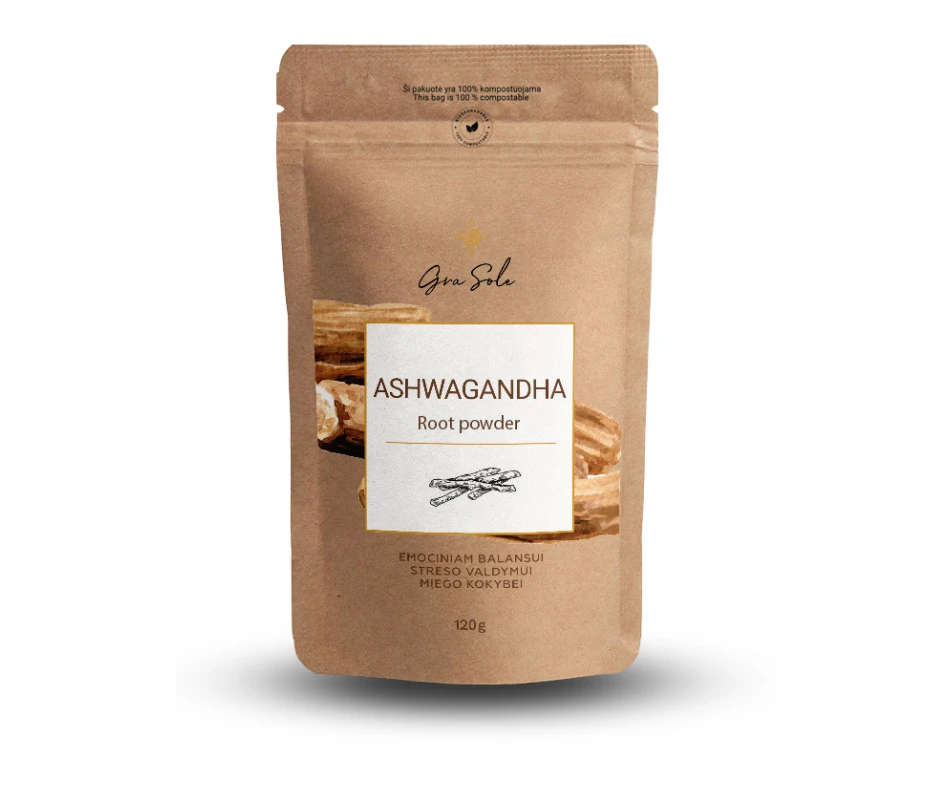 Grasole ASHWAGANDHA ROOT POWDER, supermaisto mišinys, 250 g.
