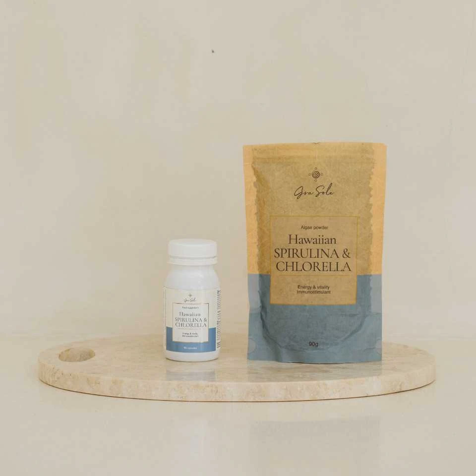 Grasole HAWAIIAN SPIRULINA & CHLORELLA, supermaisto mišinys, 90 g.