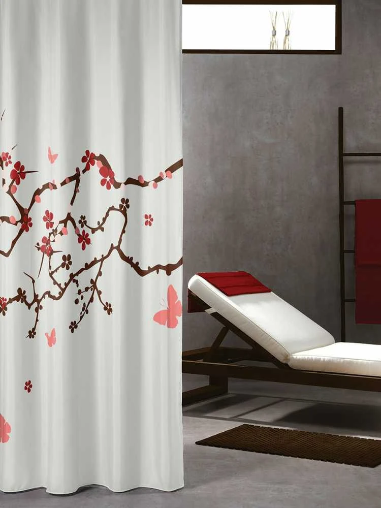 Vonios dušo užuolaida Sealskin Blossom, raudona (180x200)