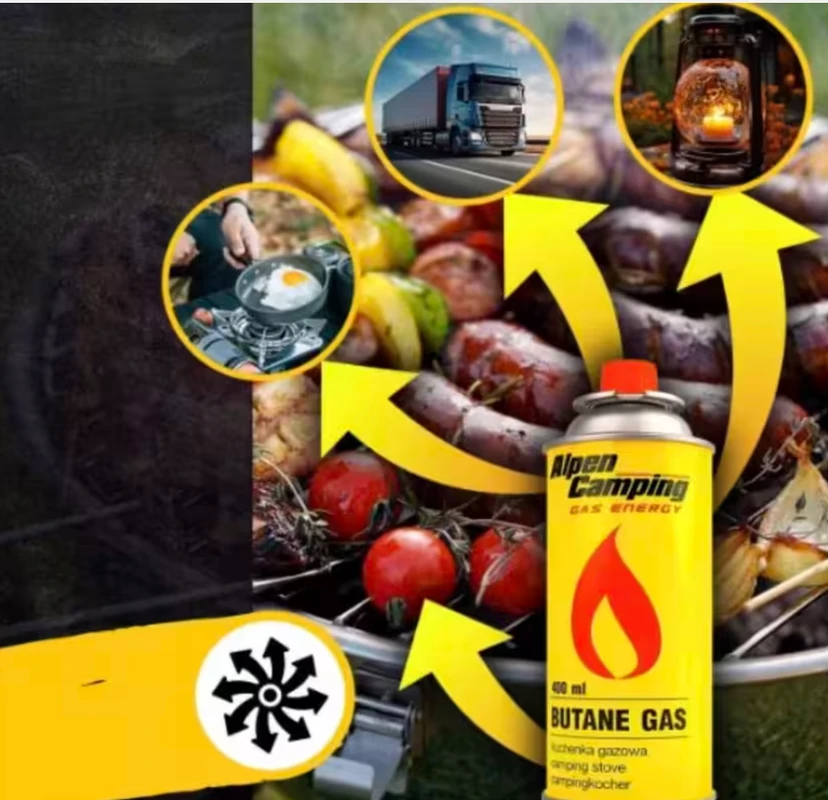 Butano dujų balionėliai 8x400ml Happy People HPS-34