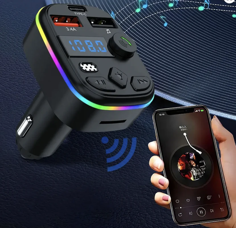 FM moduliatorius automobiliui su USB Type-C jungtimi telefonui Happy people HP-GS