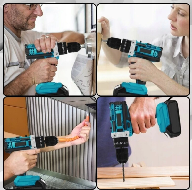 Happy People AN 75 SR-905 Akumuliatorinis gręžtuvas-suktuvas su 25 priedais ir 2 x akumuliatoriais 48V