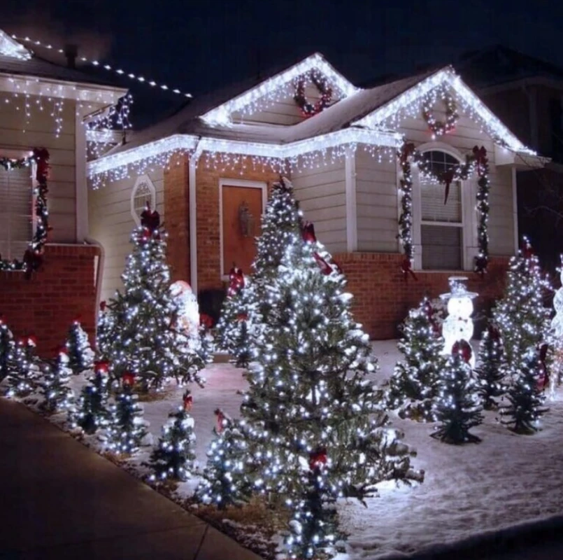 Happy People Lauko Kalėdinė girlianda 100 Led, 8 metrai Šaltai baltos spalvos Flash K-26