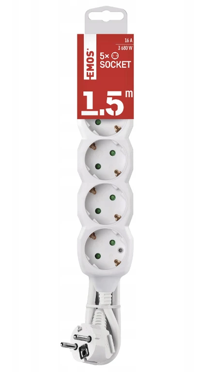 Prailginimo laidas 5 skylių, 1,50 m, 3680W, Happy People HP GS -2