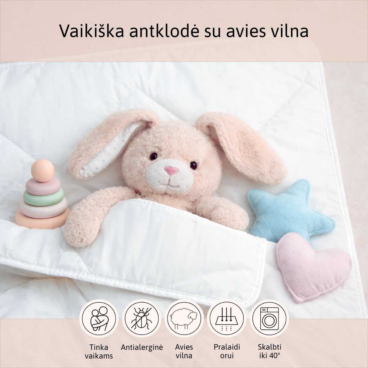 Riposo Vaikiška avių vilnos antklodė 100x135 cm aprašymas - Prekės nuotrauka