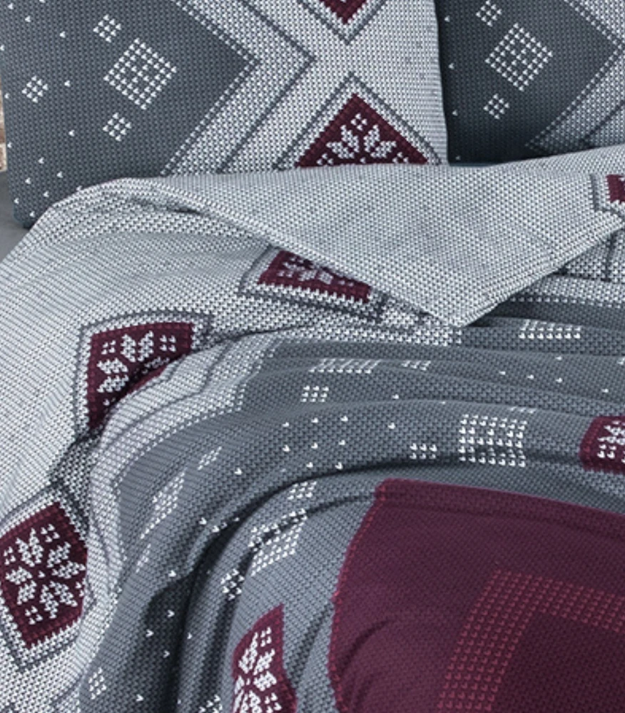 Riposo FLANELĖS patalynės komplektas FREYA BORDEAUX 200x200 cm