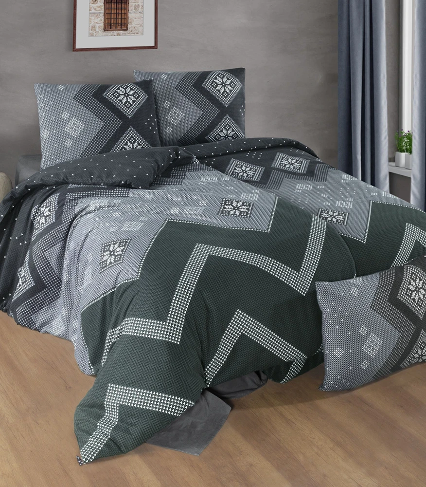 Riposo FLANELĖS patalynės komplektas FREYE OLIVE 200x220 cm