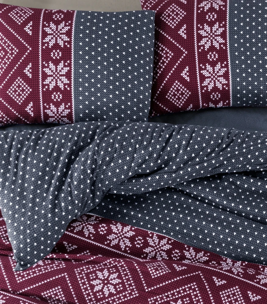 Riposo FLANELĖS patalynės komplektas NORDIC BORDEAUX 120x150 cm