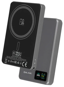 Oem Blavec Power Bank 10000mAh BJ-03 Slim 13,5mm – Type C – 22,5W magnetic Magsafe 3 in 1 (PBBJ03-MC10G) pilkos spalvos