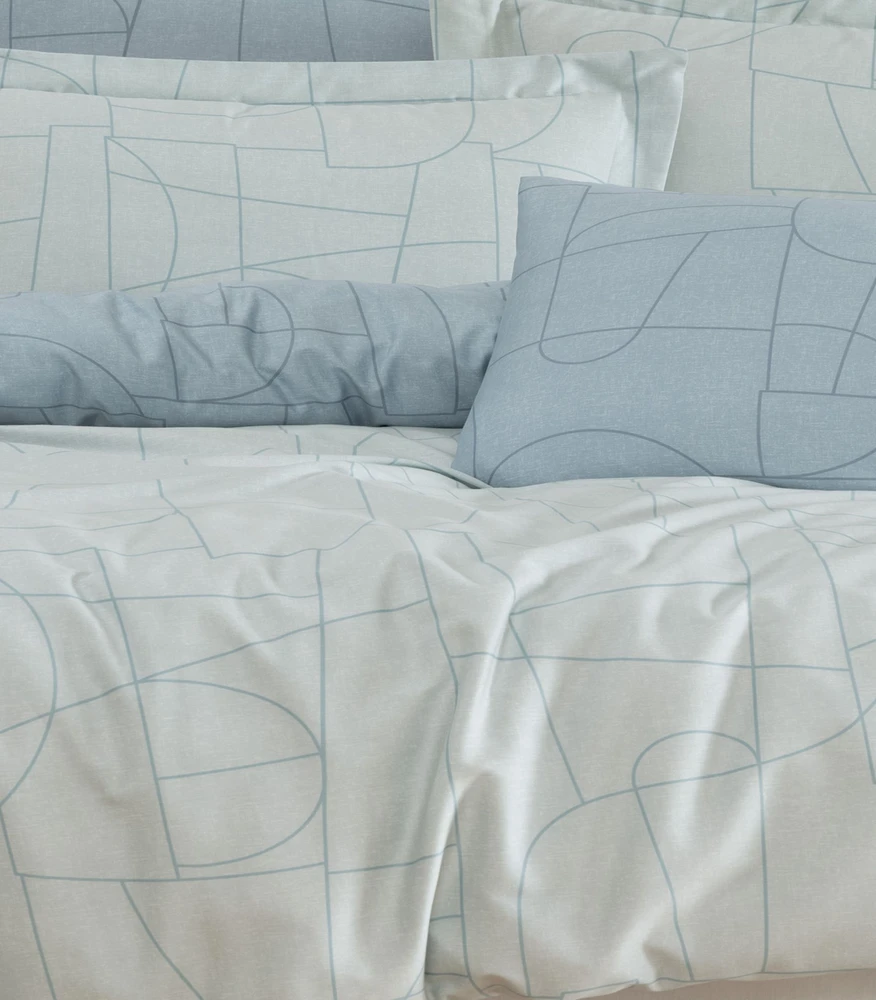 Riposo Premium satino medvilnės patalynės komplektas NORDIC Mėlynas 140x200 cm