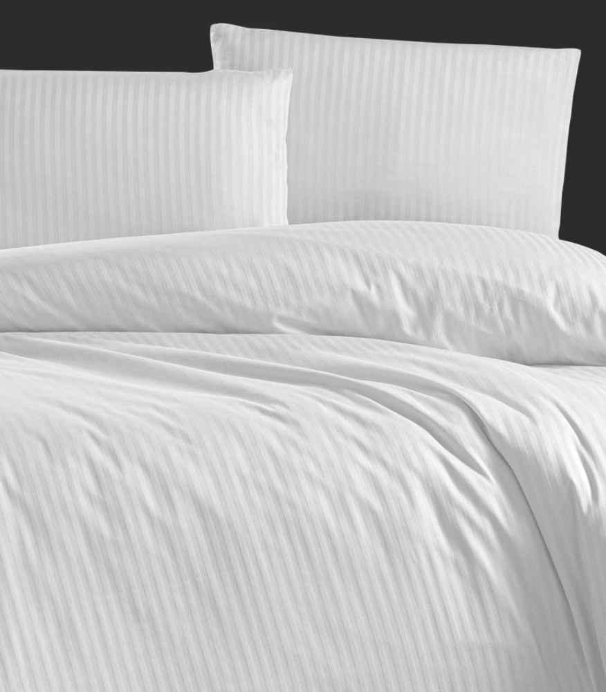 Riposo PREMIUM Satino medvilnės patalynės komplektas STRIPE Baltas 140x200 cm