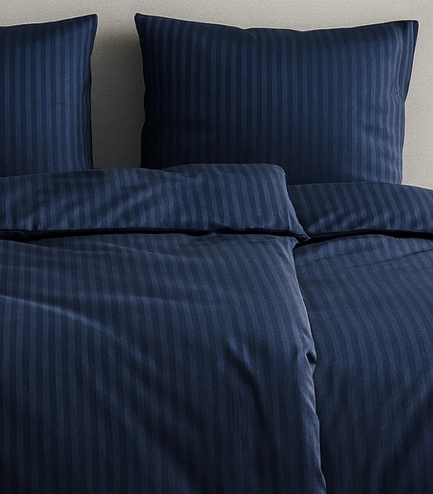 Riposo PREMIUM Satino medvilnės patalynės komplektas STRIPE NAVY 200x200 cm