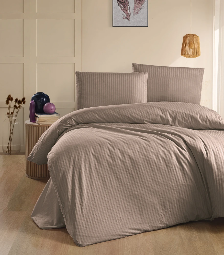 Satino pagalvės užvalkalas Stripe Mink, dryžuotas 40x60 cm