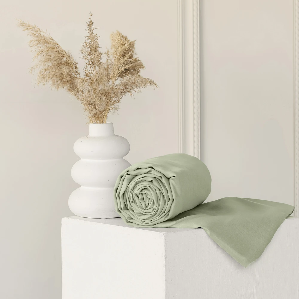 Riposo PREMIUM Satino paklodė be gumos Olive 220x240 cm