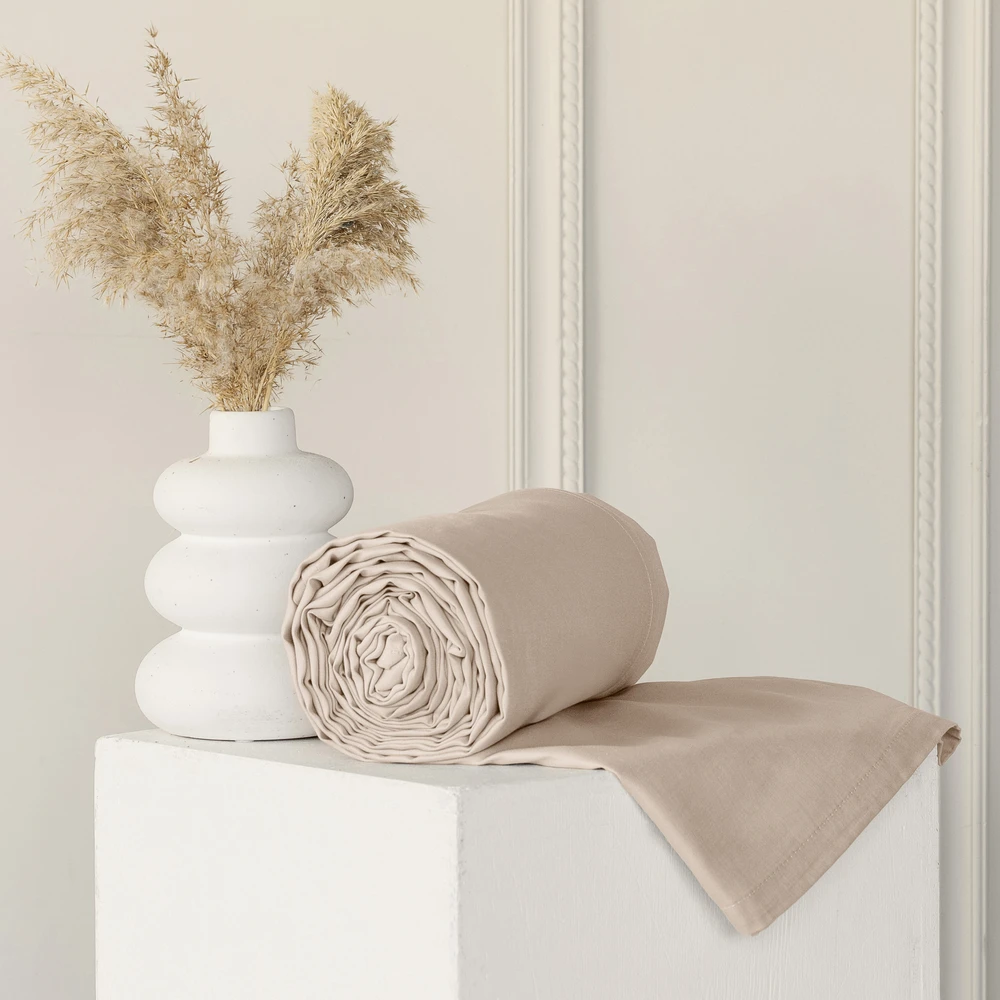 Riposo PREMIUM Satino paklodė be gumos Taupe 150x220 cm