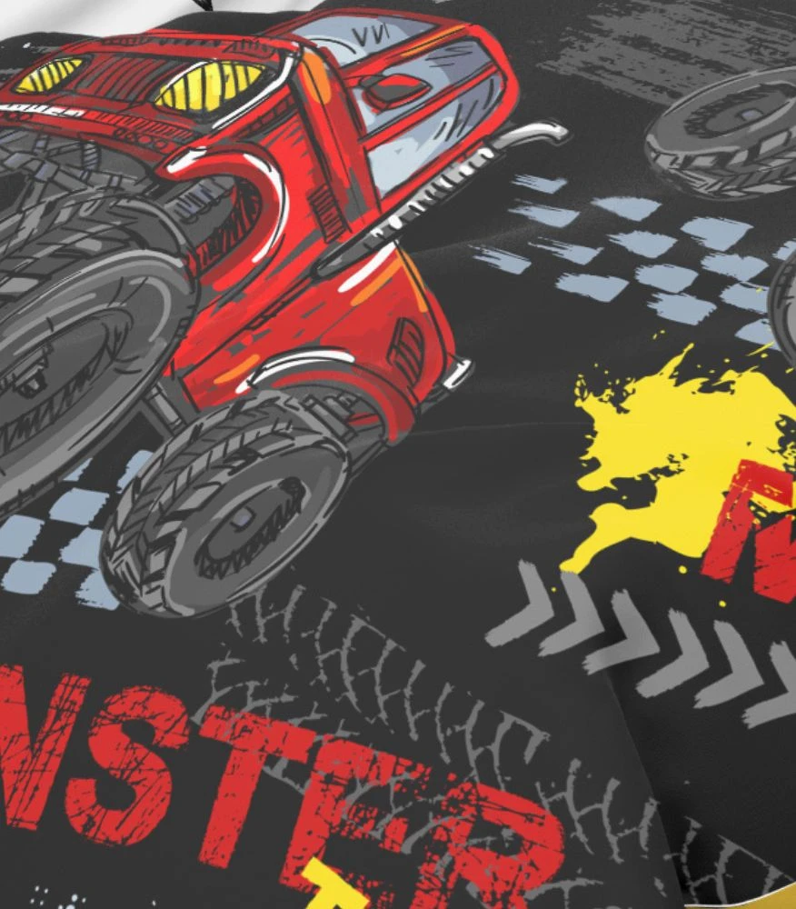 Riposo RENFORCE Digital medvilnės vaikiškas patalynės komplektas MONSTERTRUCK 140x200 cm