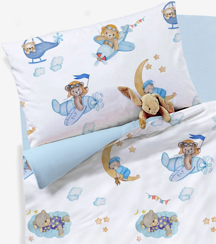 Riposo RENFORCE Digital medvilnės vaikiškas patalynės komplektas FLY BEAR