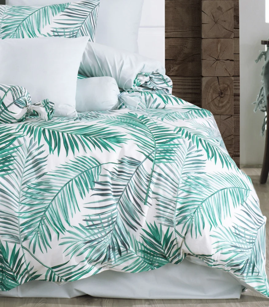 Riposo Renforce medvilnės patalynės komplektas Palms V Žalias 200x200 cm