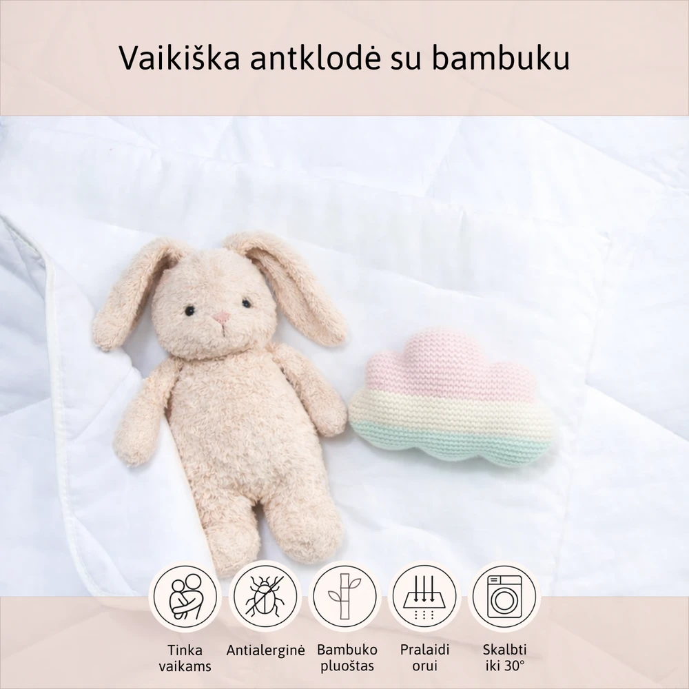 Vaikiška bambuko antklodė su pliušiniu žaislu