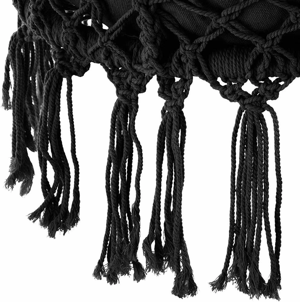 Bluegarden Pakabinamas boho fotelis su pagalvėle juodas 490129A