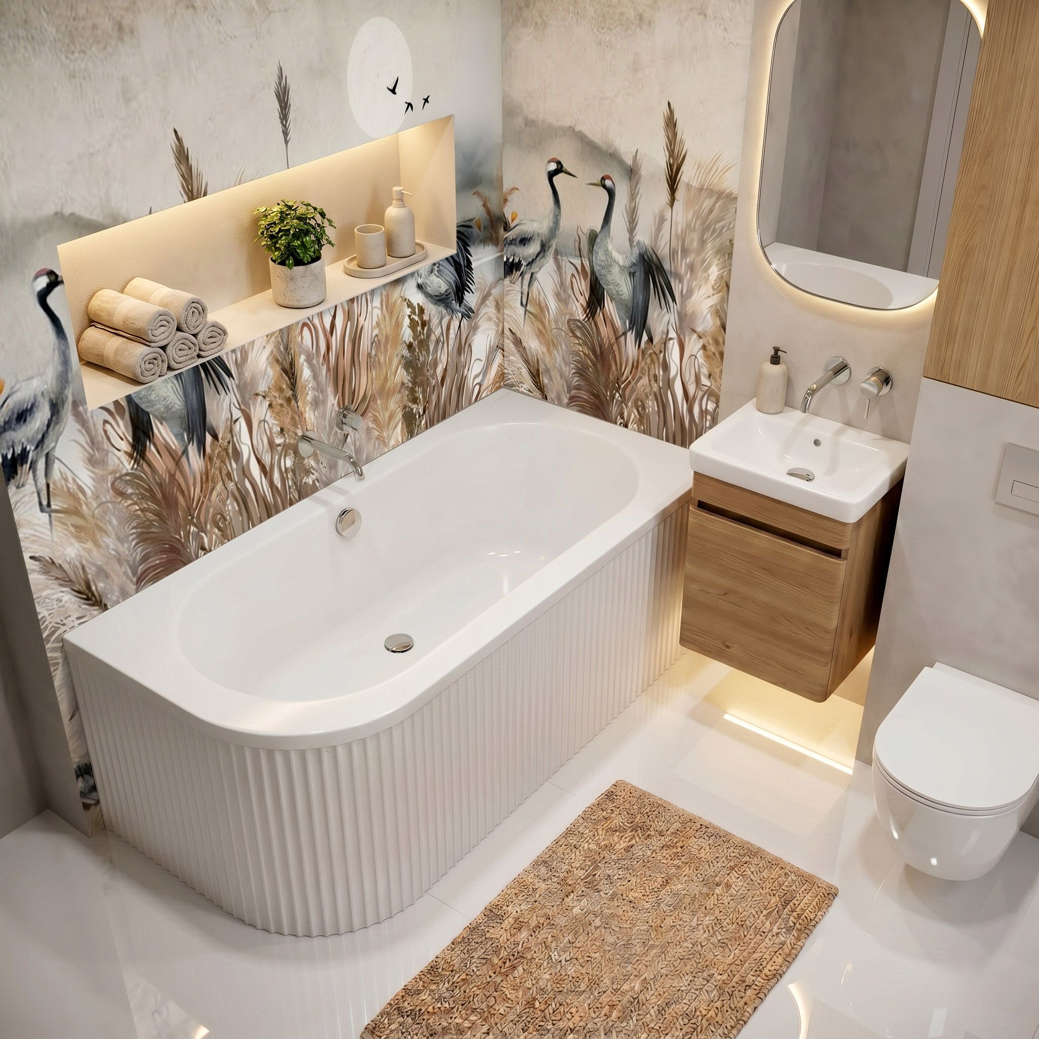 Akrilinė kampinė vonia Rea Orion Stripe Right 150cm aprašymas - Prekės nuotrauka