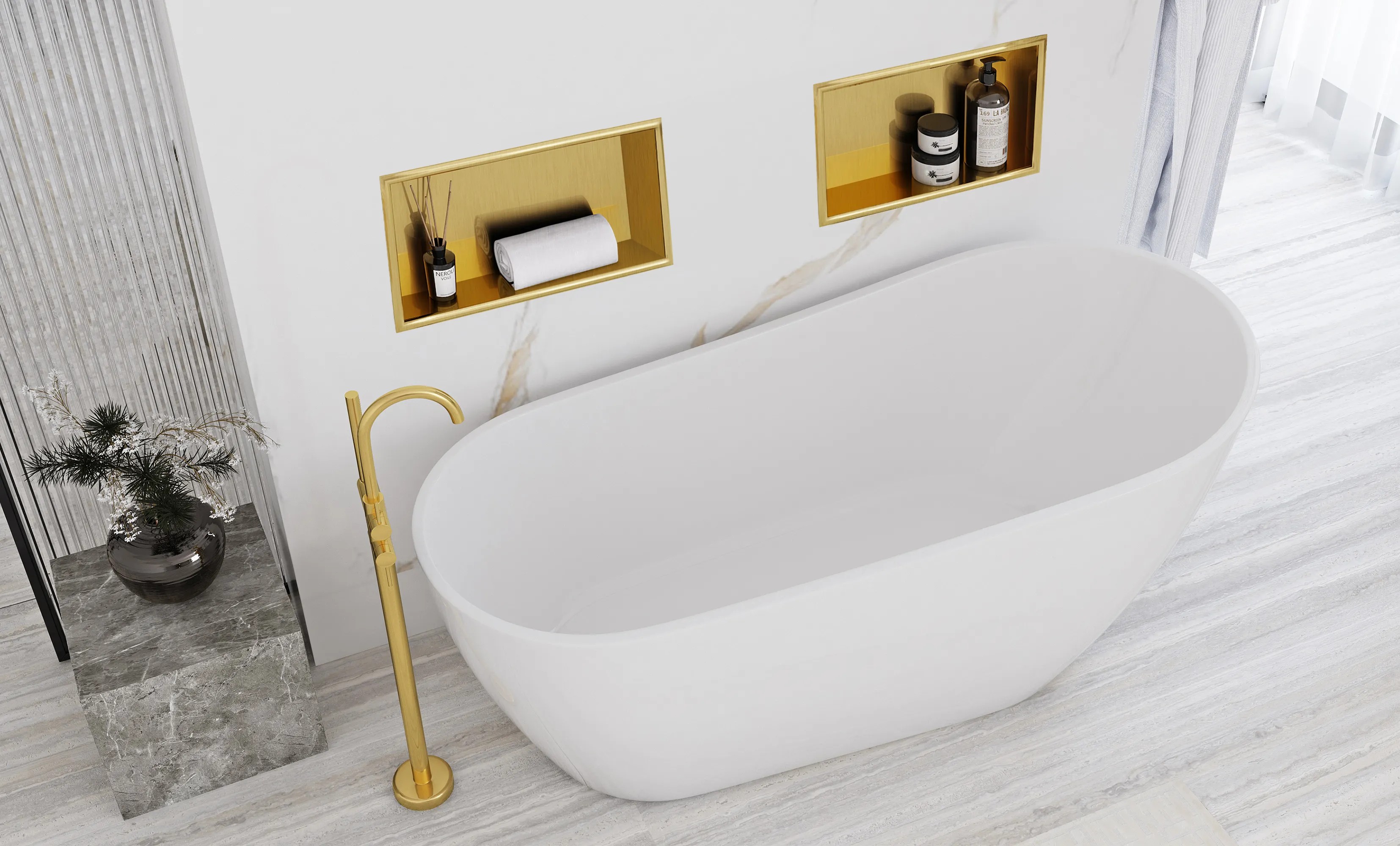 rea Bathroom Shelf 30x45 Gold aprašymas - Prekės nuotrauka