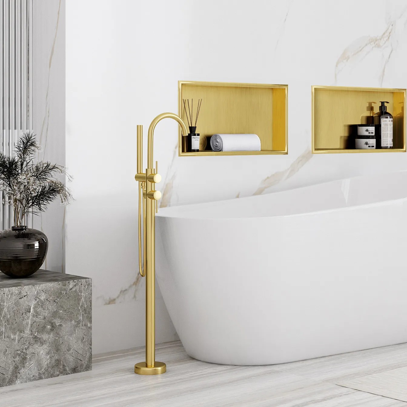 rea Bathroom Shelf 30x45 Gold aprašymas - Prekės nuotrauka