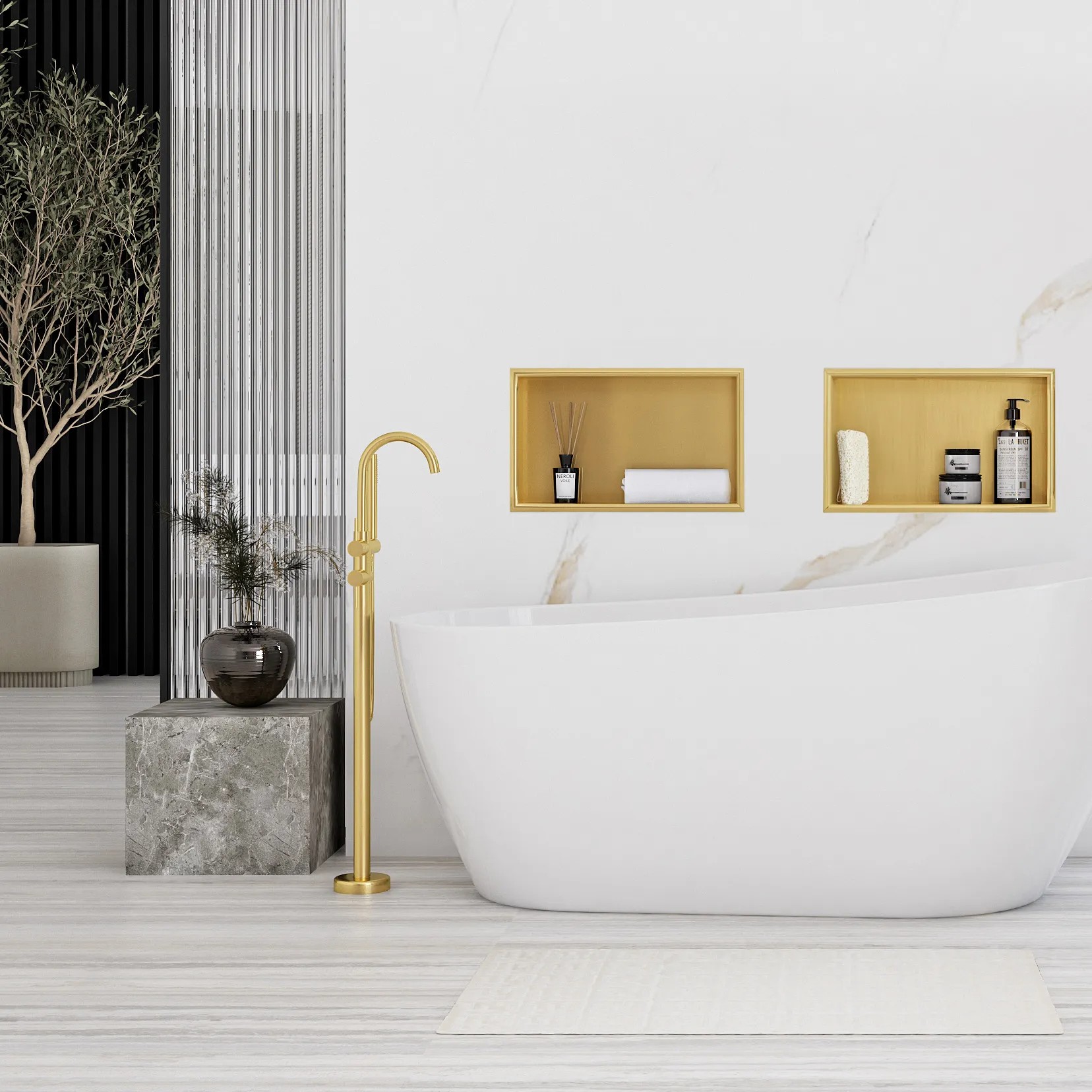 rea Bathroom Shelf 30x45 Gold aprašymas - Prekės nuotrauka