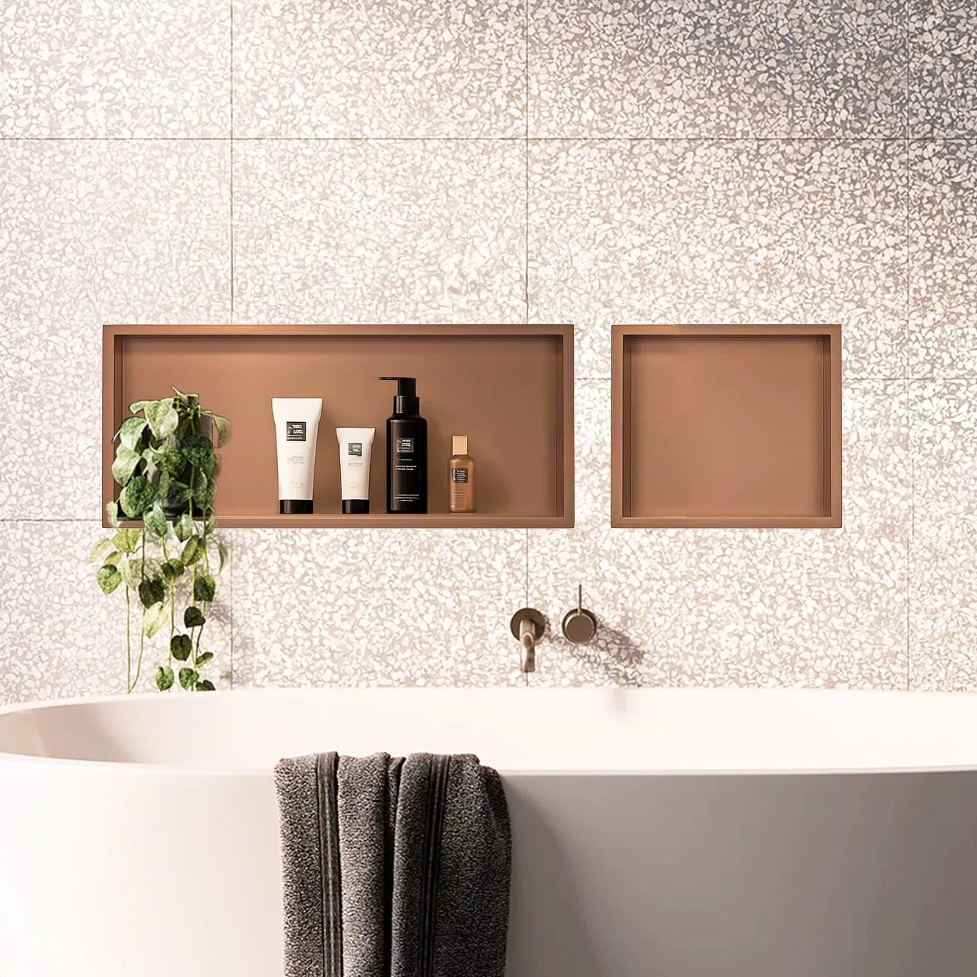 rea Bathroom Shelf 30x60 Copper aprašymas - Prekės nuotrauka